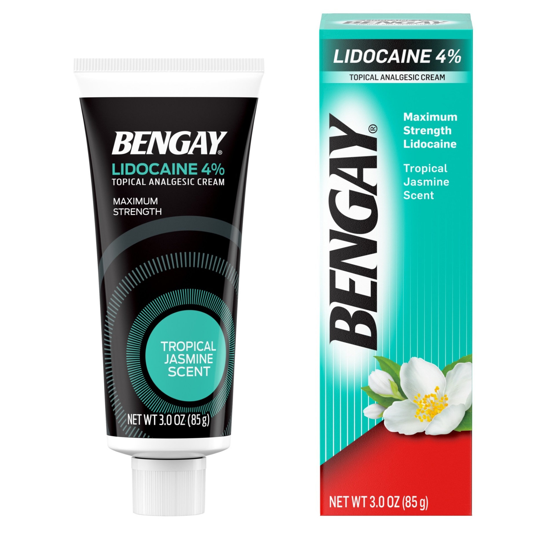 slide 1 of 1, BENGAY Lidocaine 4% Maximum Strength Tropical Jasmine Scent Topical Analgesic Cream 3 oz, 3 oz