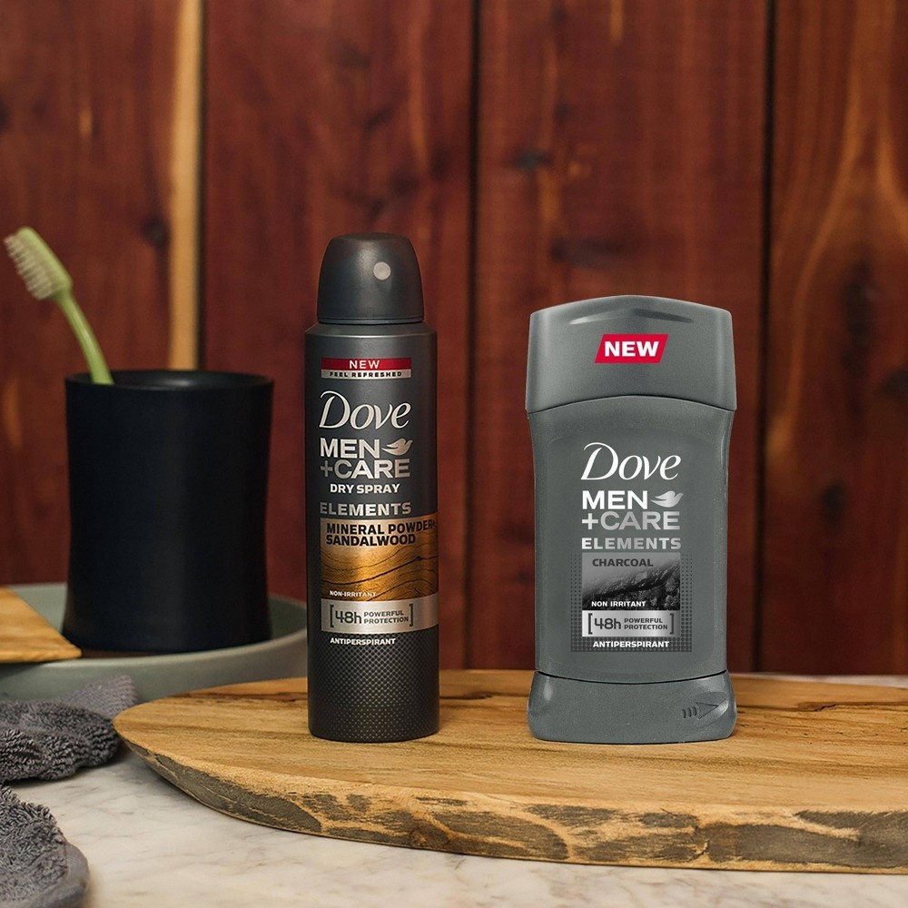 slide 3 of 8, Dove Men+Care Antiperspirant Deodorant Solid Charcoal, 2.7 oz