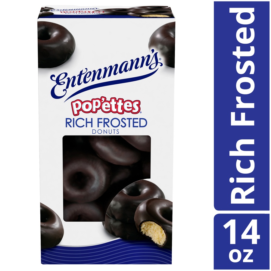 slide 3 of 9, Entenmann's Rich Frosted Chocolate Donut Pop'ettes, 14 oz, 