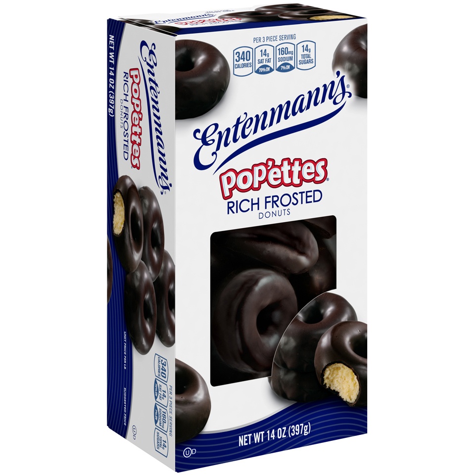 slide 4 of 9, Entenmann's Rich Frosted Chocolate Donut Pop'ettes, 14 oz, 