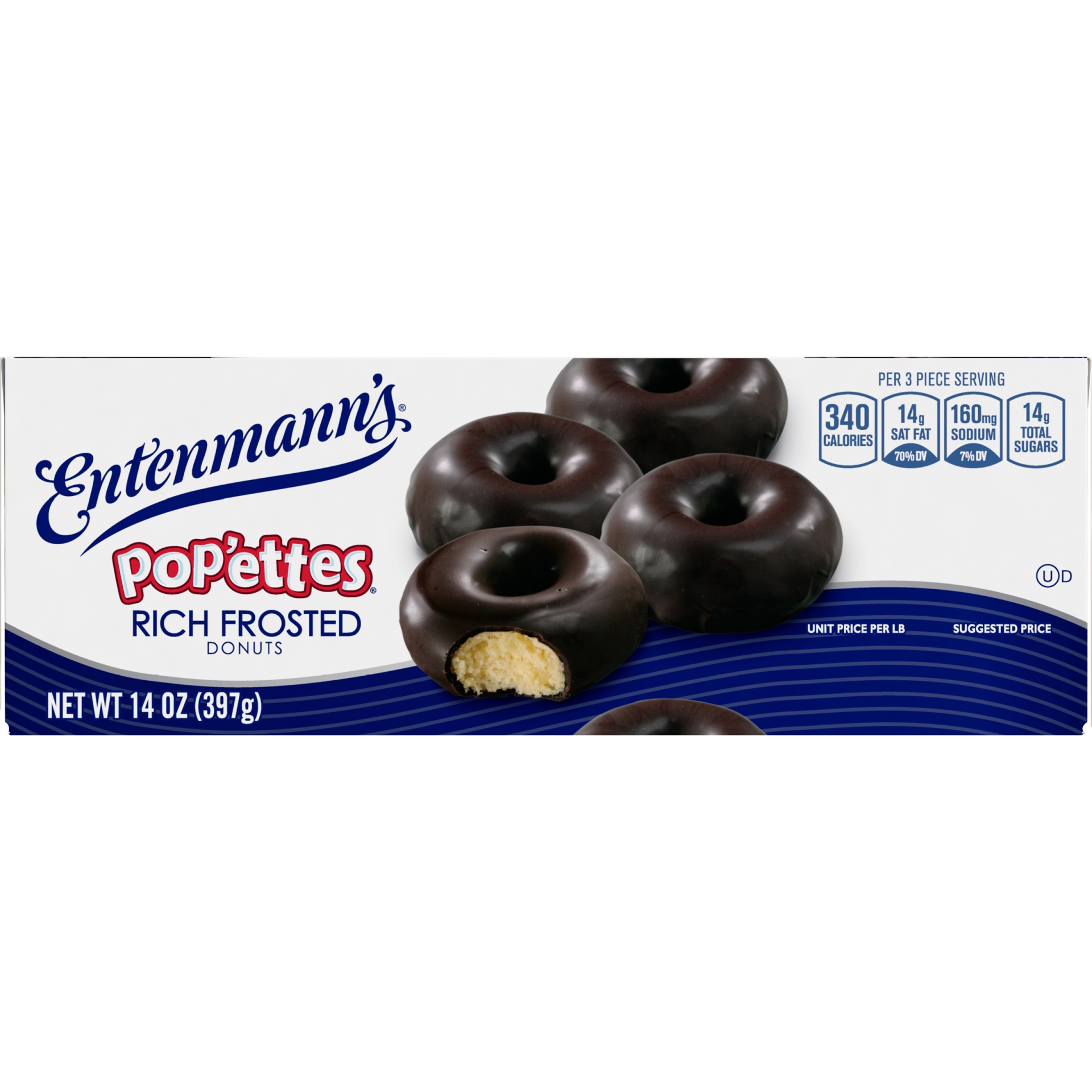 slide 6 of 9, Entenmann's Rich Frosted Chocolate Donut Pop'ettes, 14 oz, 