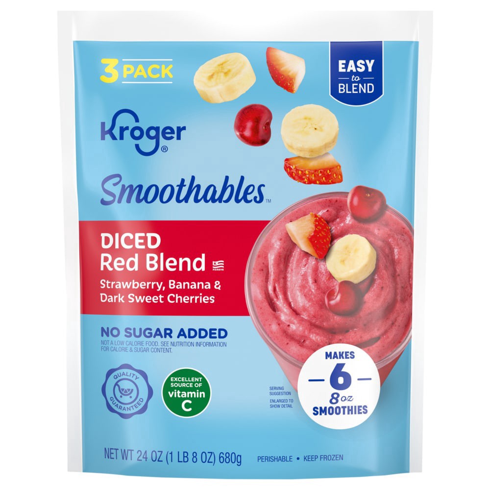 slide 1 of 1, Kroger® Smoothables™ Diced Red Blend Frozen Smoothy, 24 oz