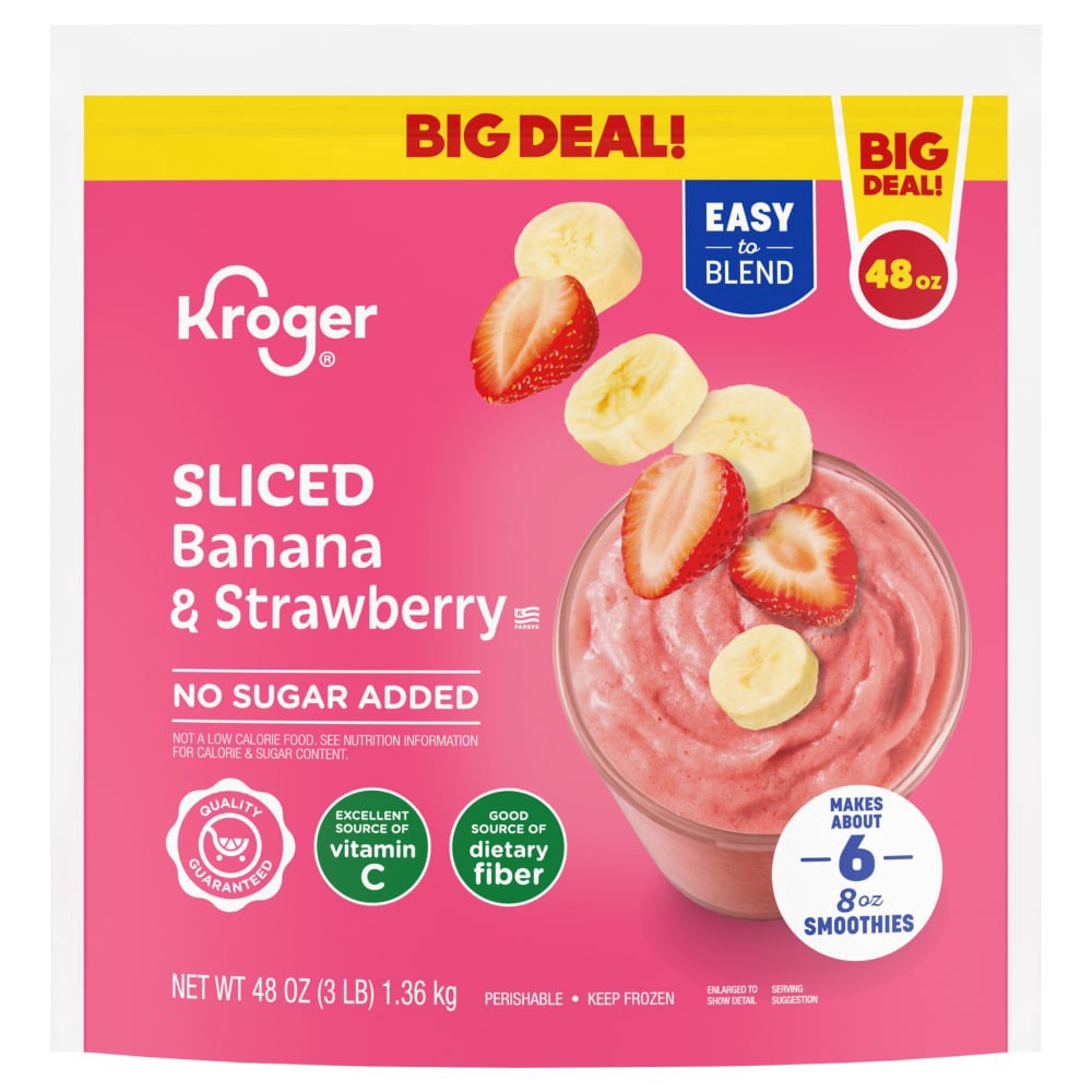 slide 1 of 1, Kroger® Sliced Banana & Strawberry Smoothie, 48 oz