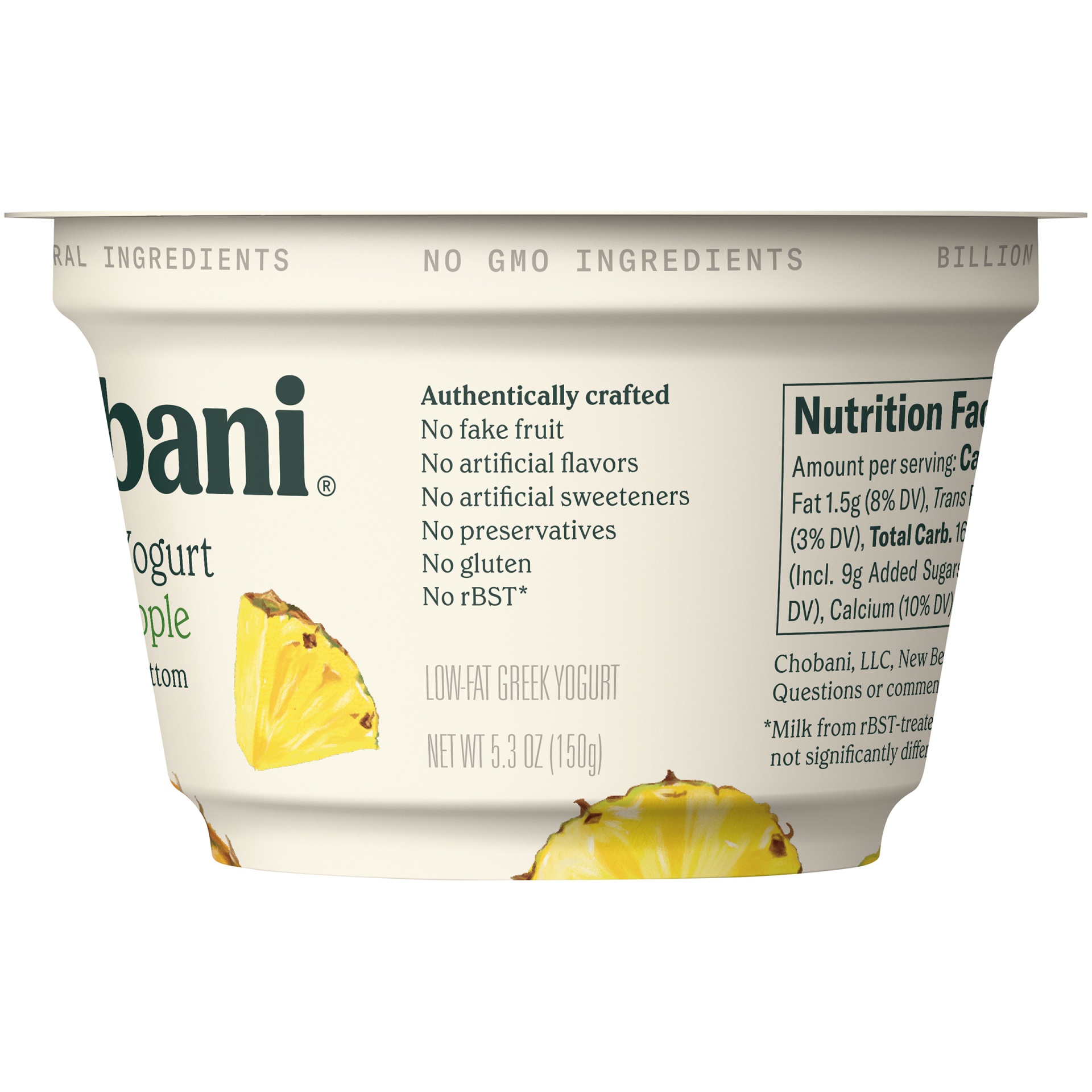 slide 2 of 6, Chobani Pineapple on The Bottom Low-Fat Greek Yogurt, 5.3 oz