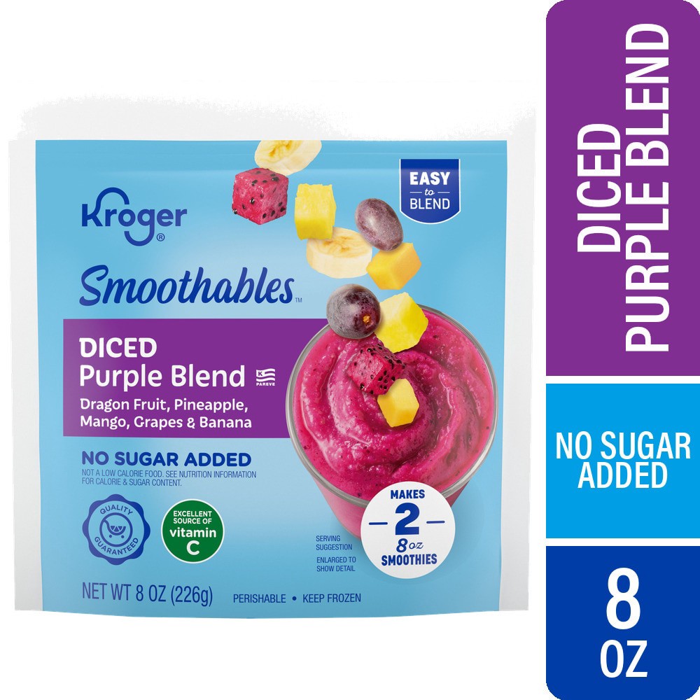 slide 1 of 2, Kroger Smoothables Diced Purple Blend Smoothie, 8 oz