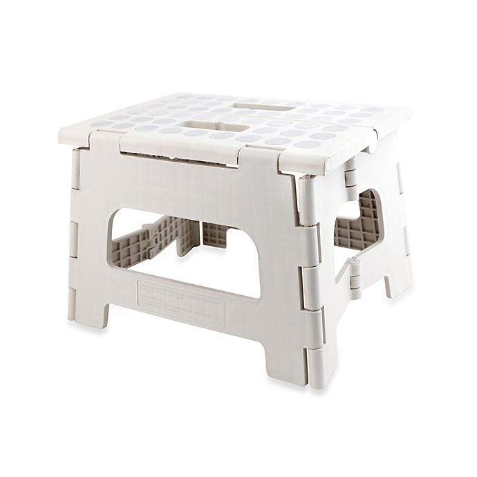 slide 1 of 1, Kikkerland Kikklerland Rhino II Folding Stool - White/Grey, 1 ct