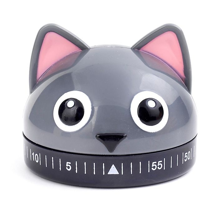 slide 1 of 1, Kikkerland Cat Kitchen Timer - Grey, 1 ct