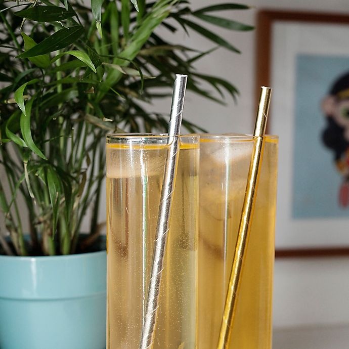 slide 3 of 3, Kikkerland Paper Straws - Gold, 144 ct