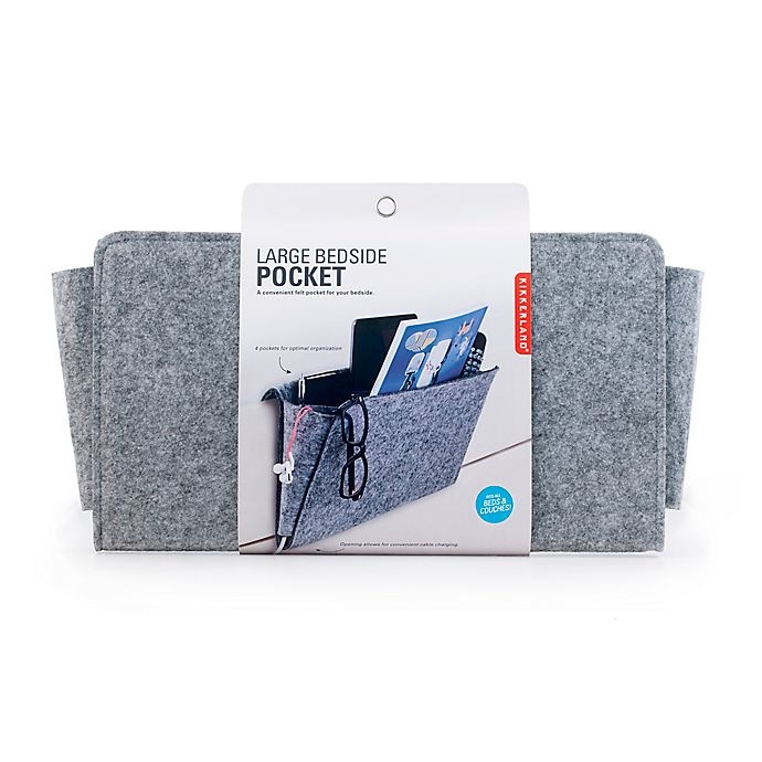 slide 2 of 3, Kikkerland Large Bedside Felt Caddy Pocket - Grey, 1 ct