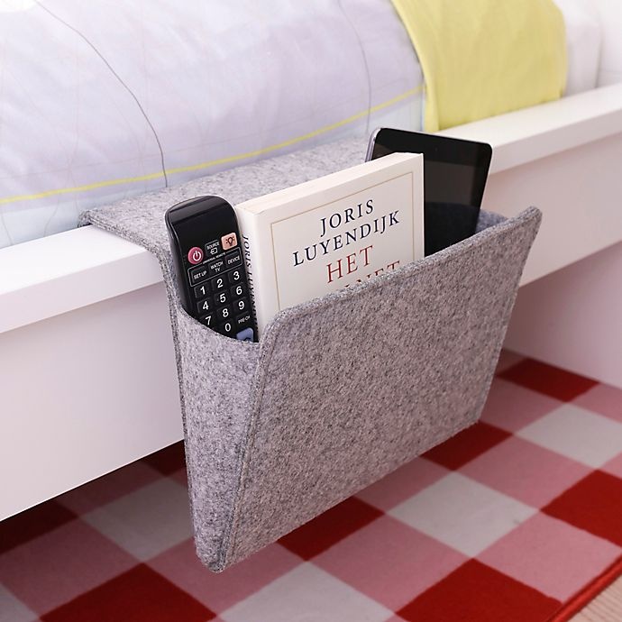 slide 3 of 3, Kikkerland Large Bedside Felt Caddy Pocket - Grey, 1 ct