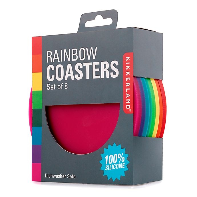 slide 2 of 3, Kikkerland Design Rainbow Silicone Coasters, 8 ct