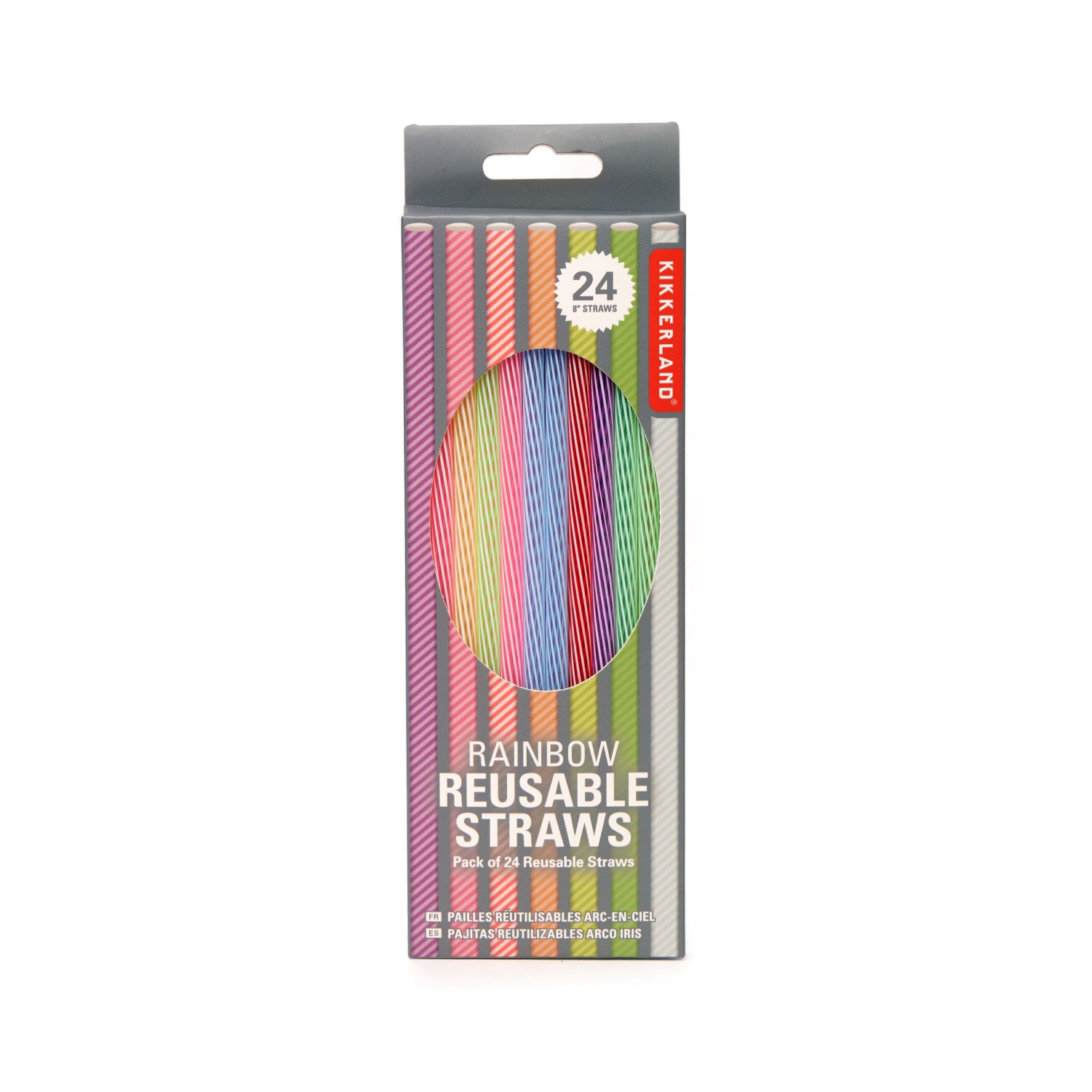 slide 1 of 3, Kikkerland Rainbow Reusable Straws, 1 ct