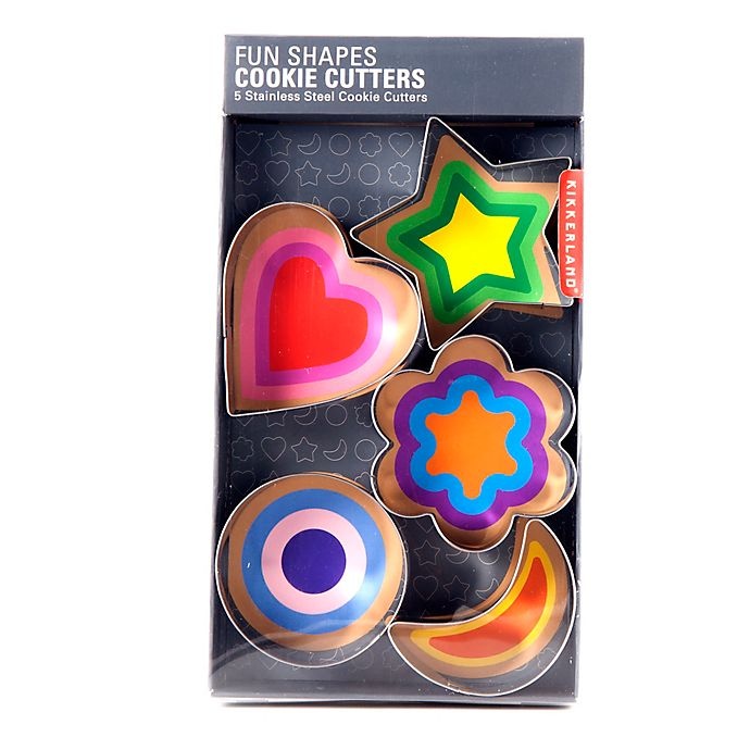 slide 2 of 3, Kikkerland Design Fun Shapes Cookie Cutter Set, 5 ct