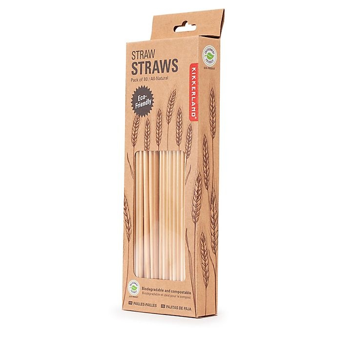 slide 5 of 5, Kikkerland Single-Use Biodegradable Straws - Beige, 80 ct