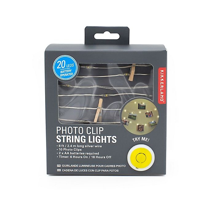 slide 3 of 3, Kikkerland Design LED Photo Clip String Lights, 8 ft