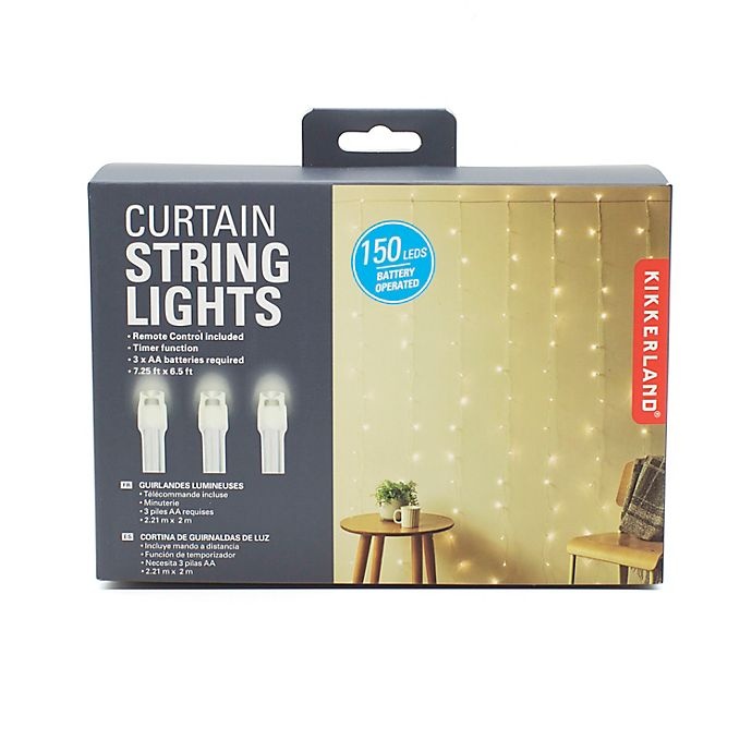 slide 2 of 4, Kikkerland 150-Light LED Curtain String Lights - Warm White, 1 ct