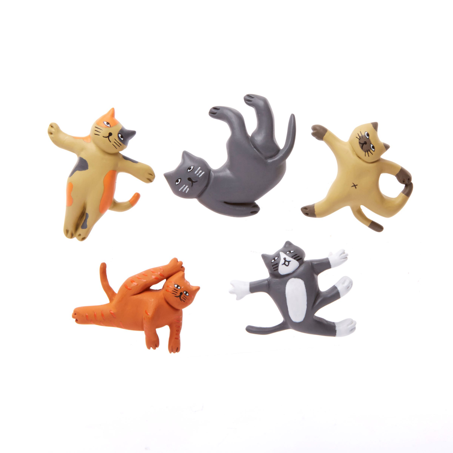 slide 4 of 4, KIKKERLAND Cat Yoga Magnets Set of 5, 1 ct