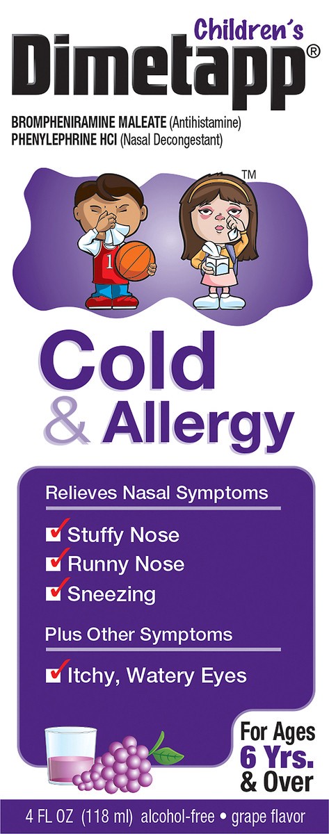 slide 6 of 7, Children's Dimetapp Cold & Allergy Antihistamine & Decongestant Liquid, 4 fl oz