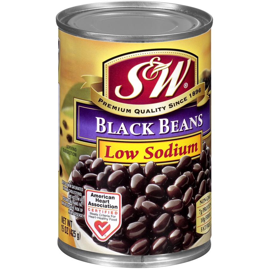 slide 8 of 8, S&W Low Sodium Black Beans 15 oz, 15 oz