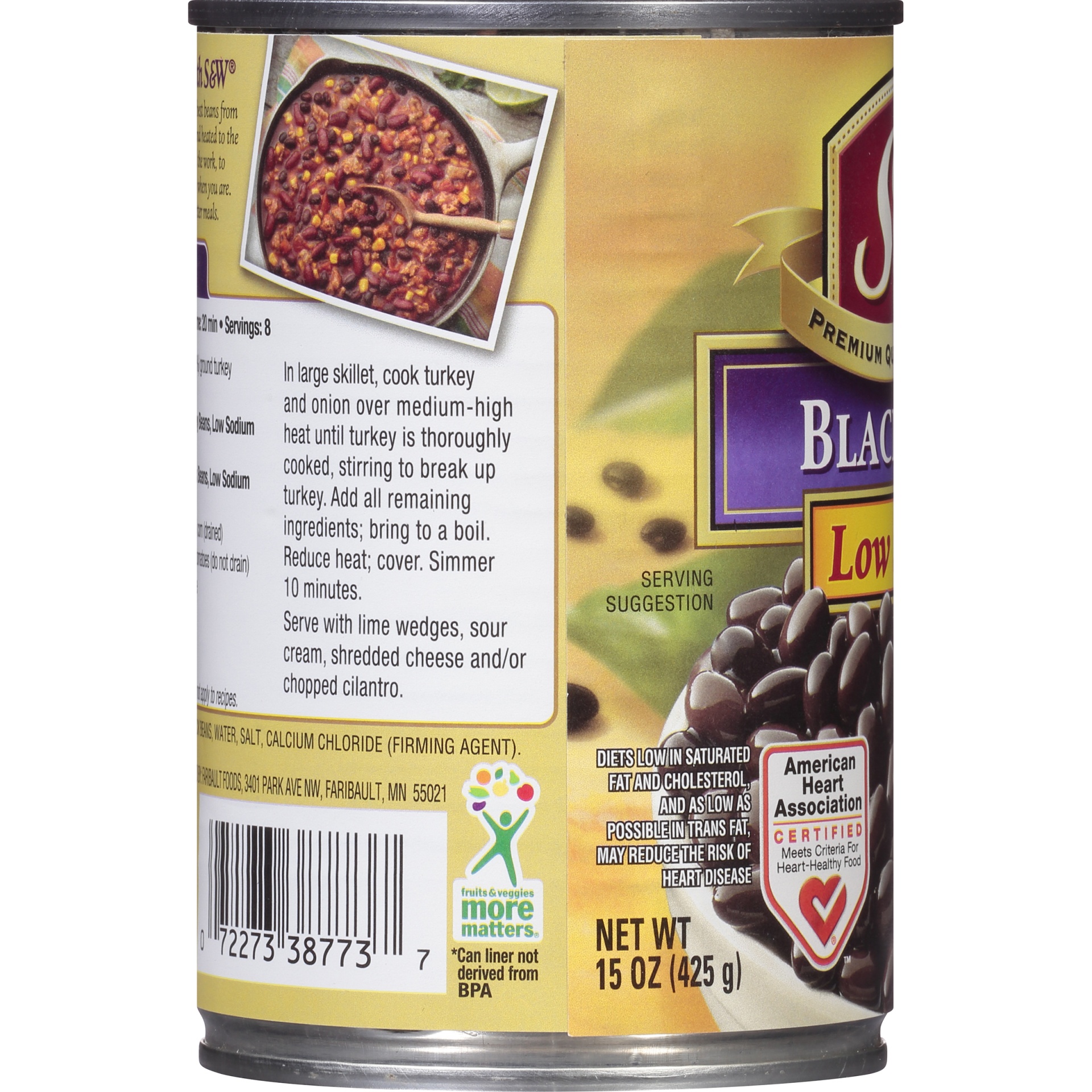 slide 4 of 8, S&W Low Sodium Black Beans 15 oz, 15 oz