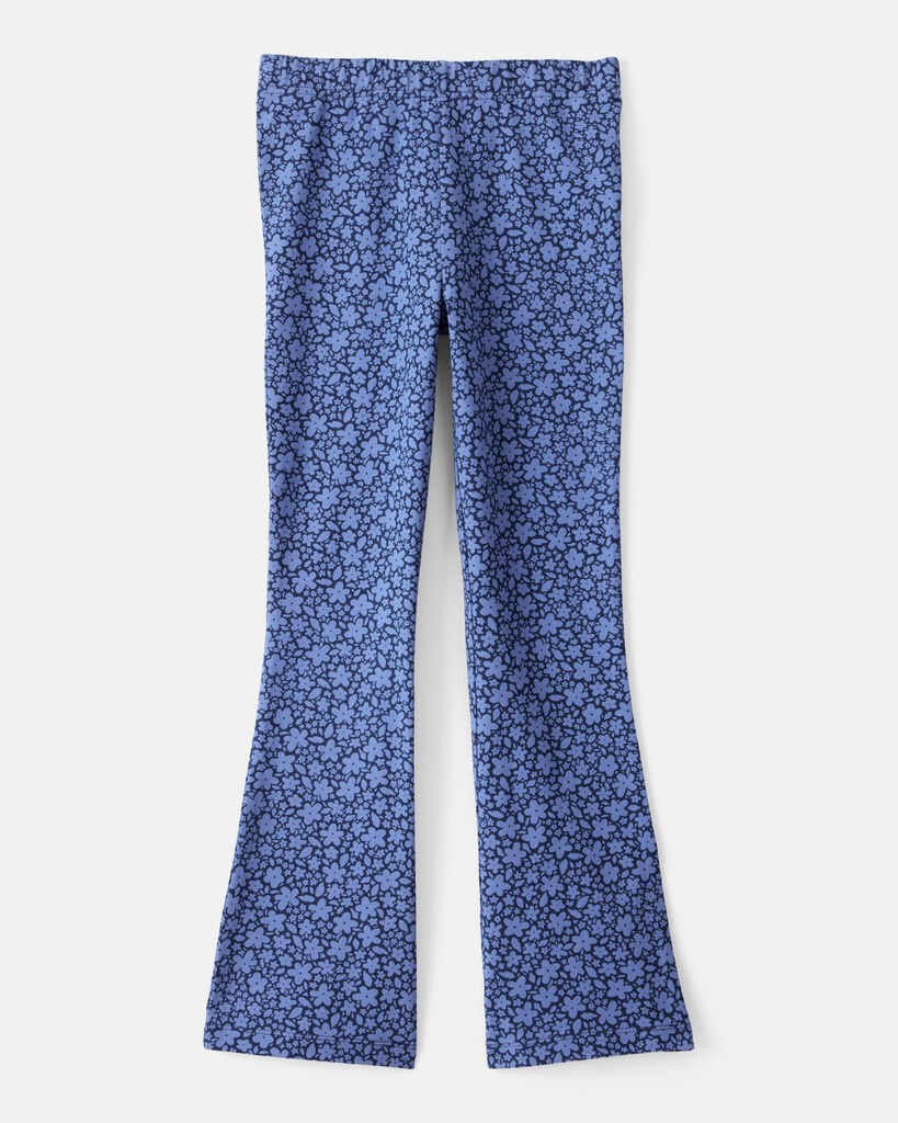 slide 2 of 3, Carter's Girls Cotton Floral Stretch Flare Leggings - Purple Blue 12, 1 ct