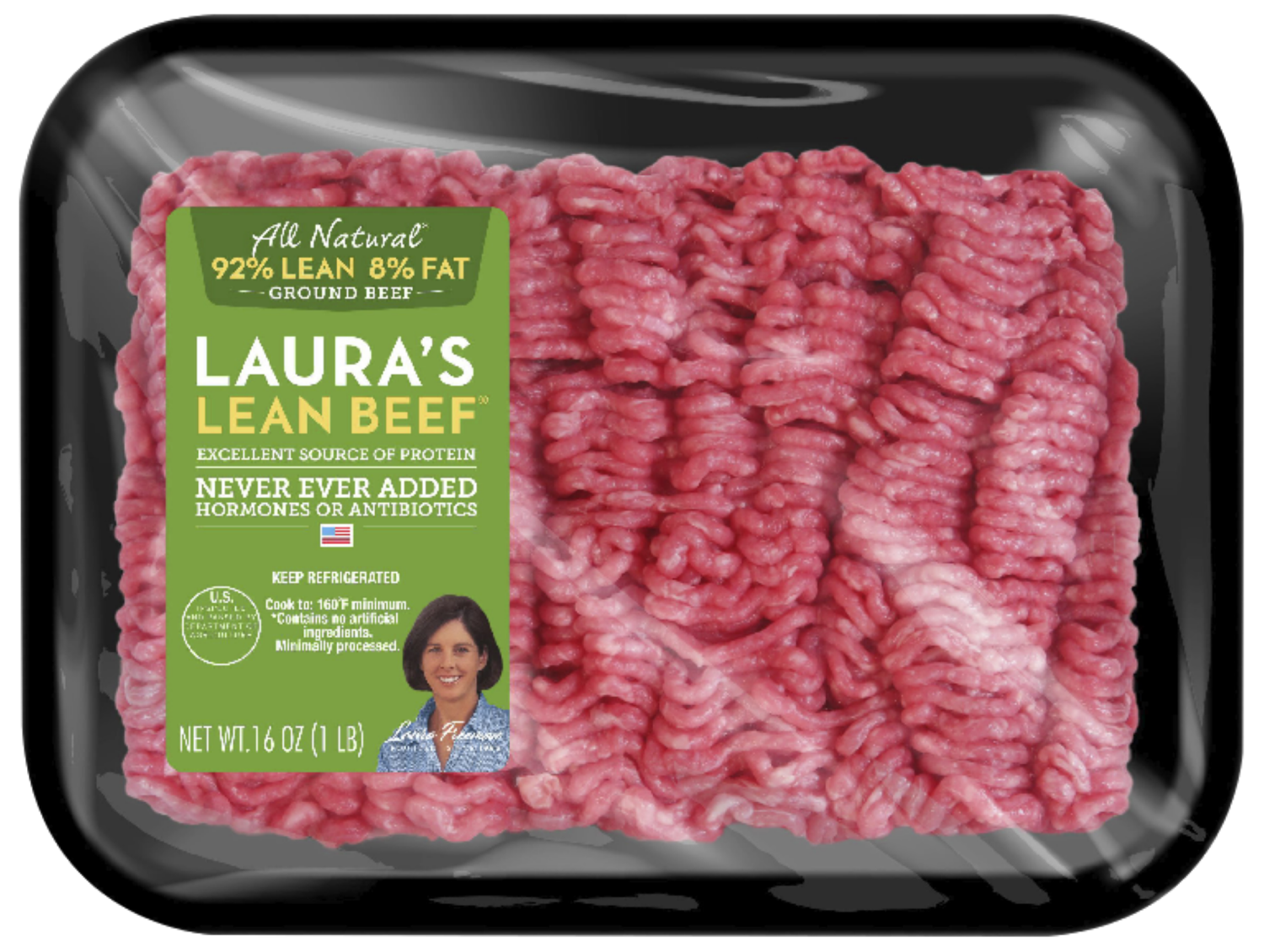 slide 1 of 1, Laura's Lean Laura’s Lean Beef 92% Lean All Natural Ground Beef, 16 oz