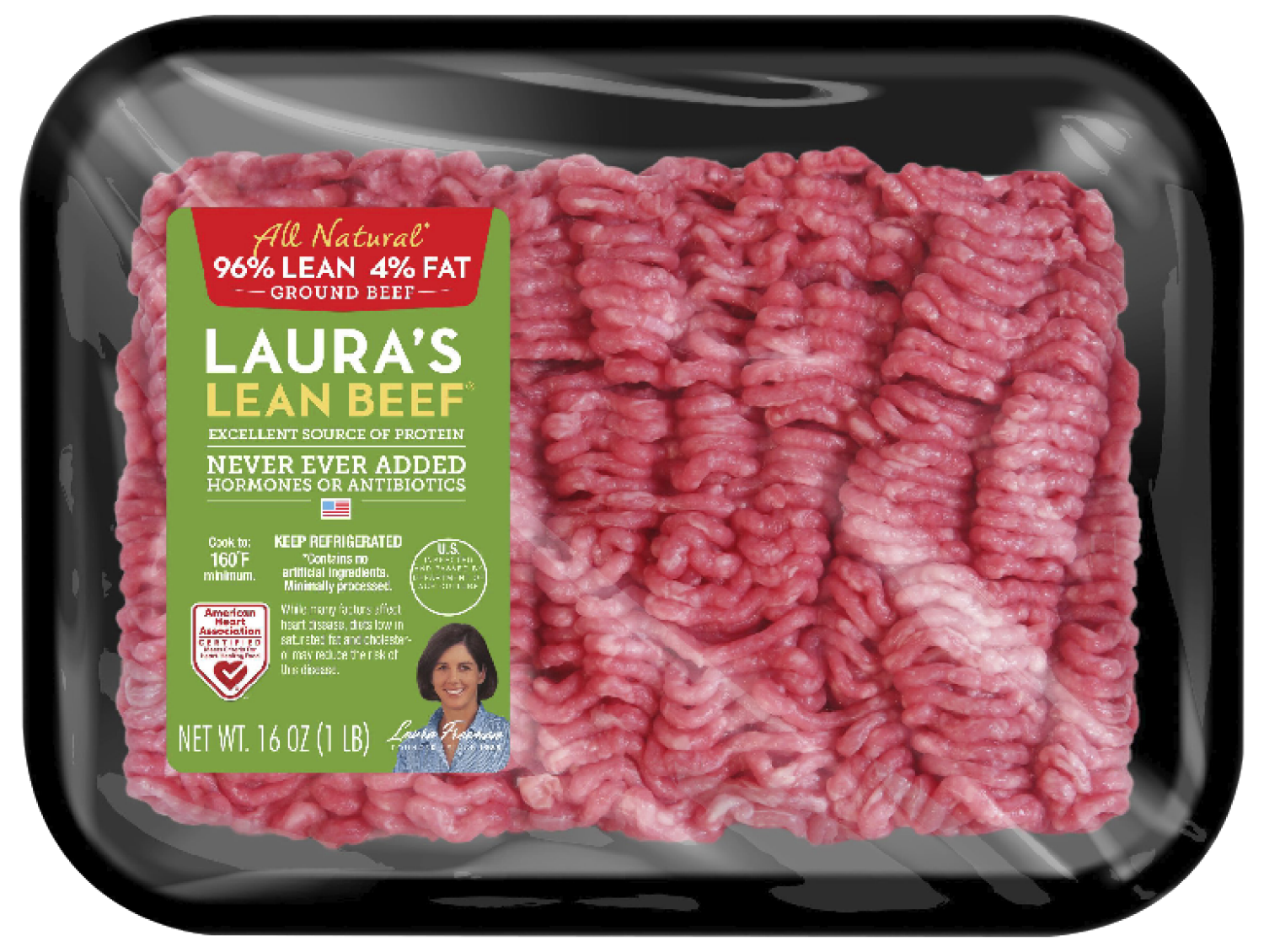 slide 1 of 1, Laura's Lean All Natural 96%/4% Ground Beef 16 oz, 16 oz