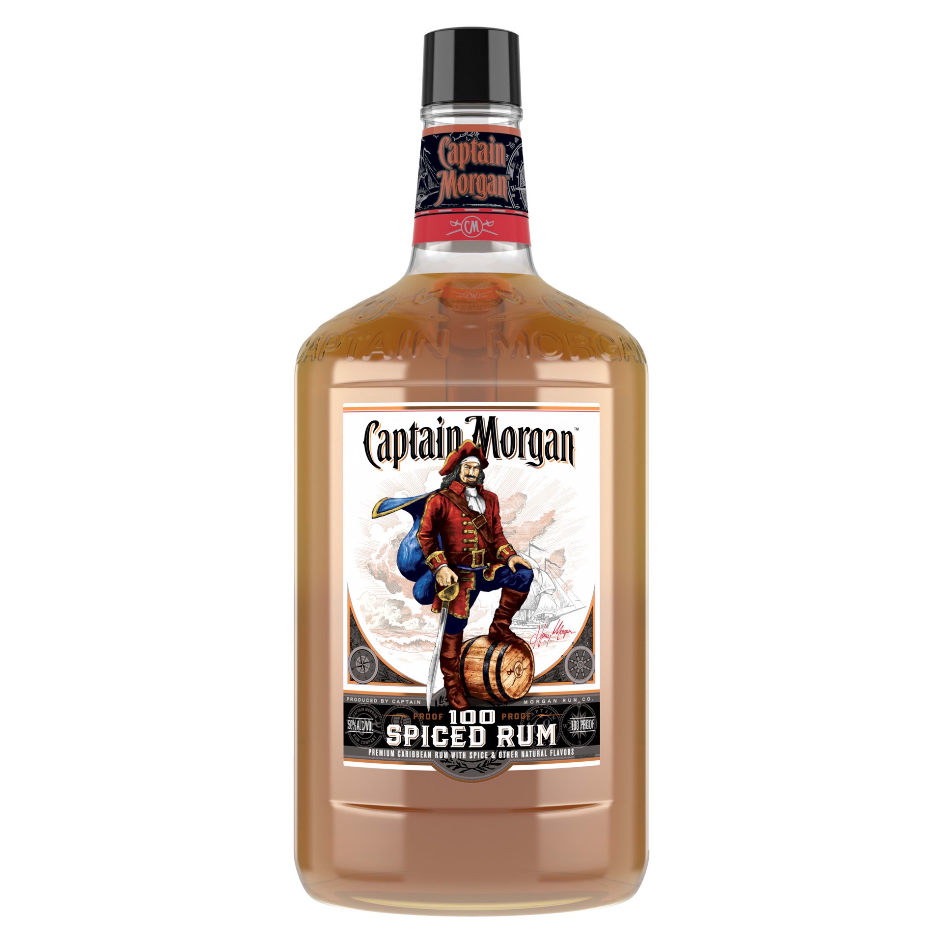 slide 1 of 2, Captain Morgan 100 Proof Spiced Rum, 1.75 L, 1.75 liter