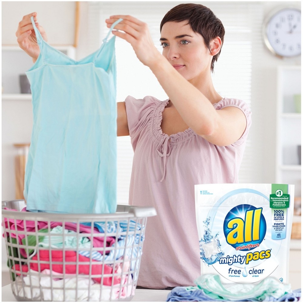 slide 6 of 6, All 4 in 1 Free Clear with Stainlifers Laundry Detergent Pacs, 39 ct