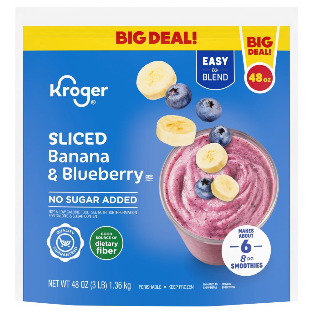 slide 1 of 1, Kroger® Sliced Banana & Blueberry Smoothie, 48 oz