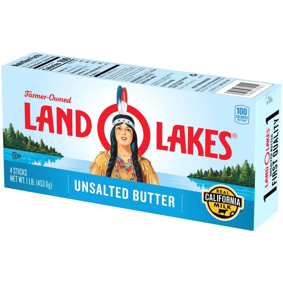 slide 3 of 6, Land O'Lakes Unsalted Butter 1 lb, 4 ct