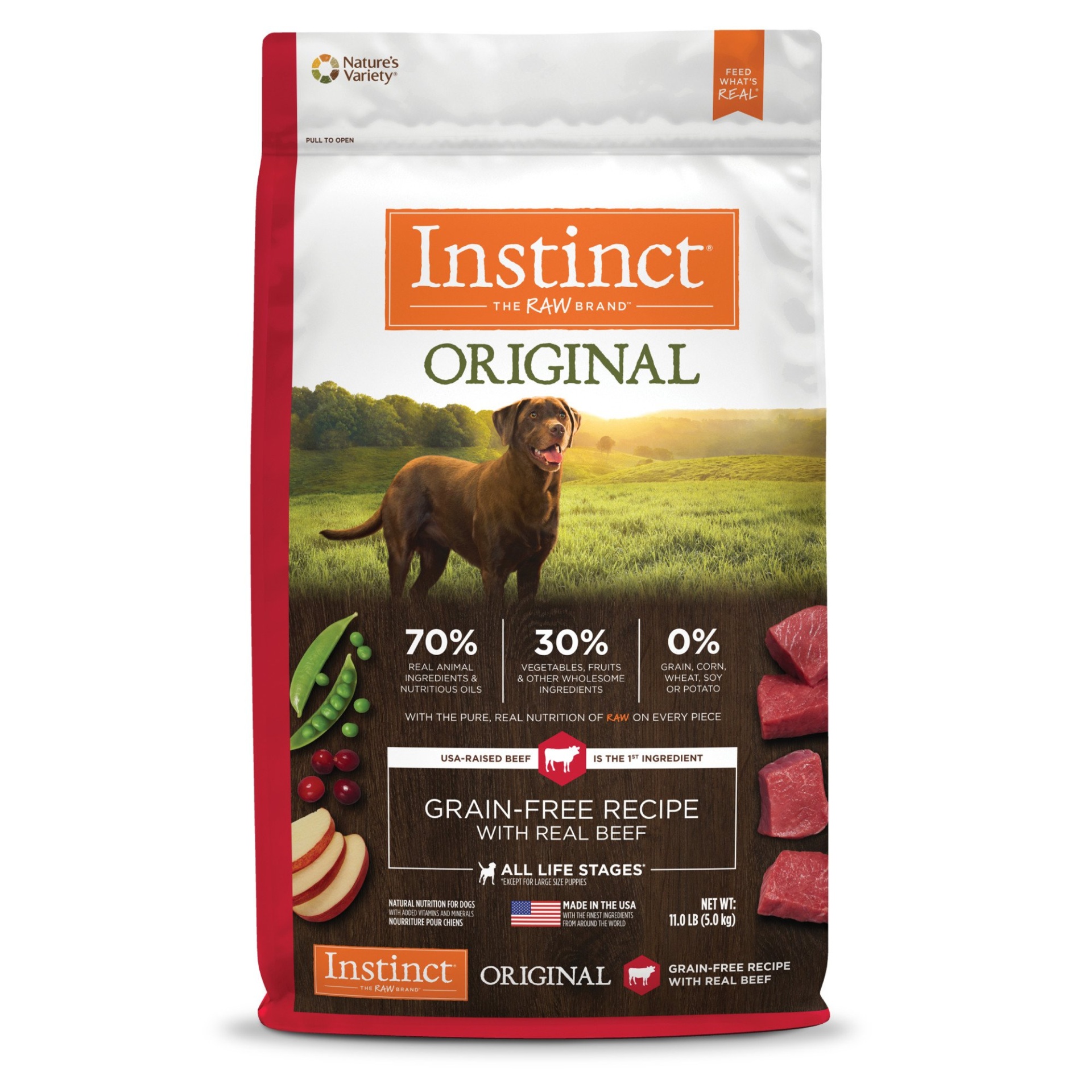 slide 1 of 1, Instinct Original Grain Free Recipe with Real Beef Natural Dry Dog Food by Nature's Variety, 11 lb