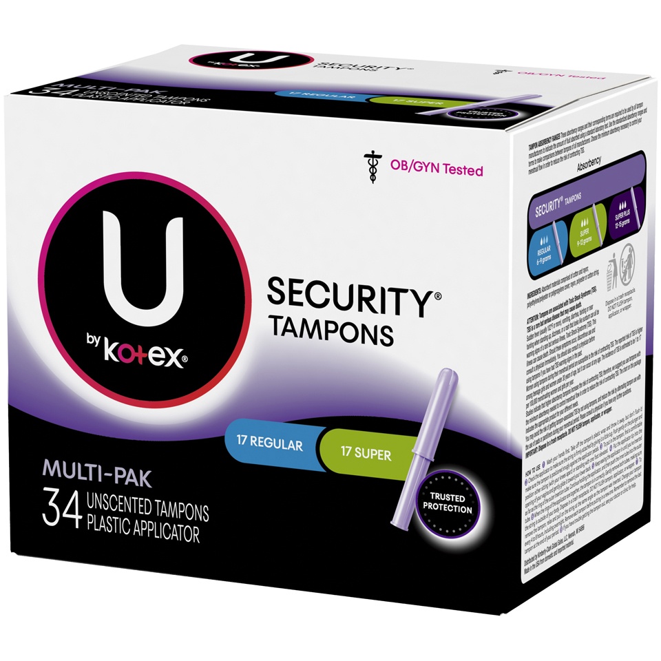 slide 3 of 3, U By Kotex Security Tampons Multipak Regular Super, 34 ct