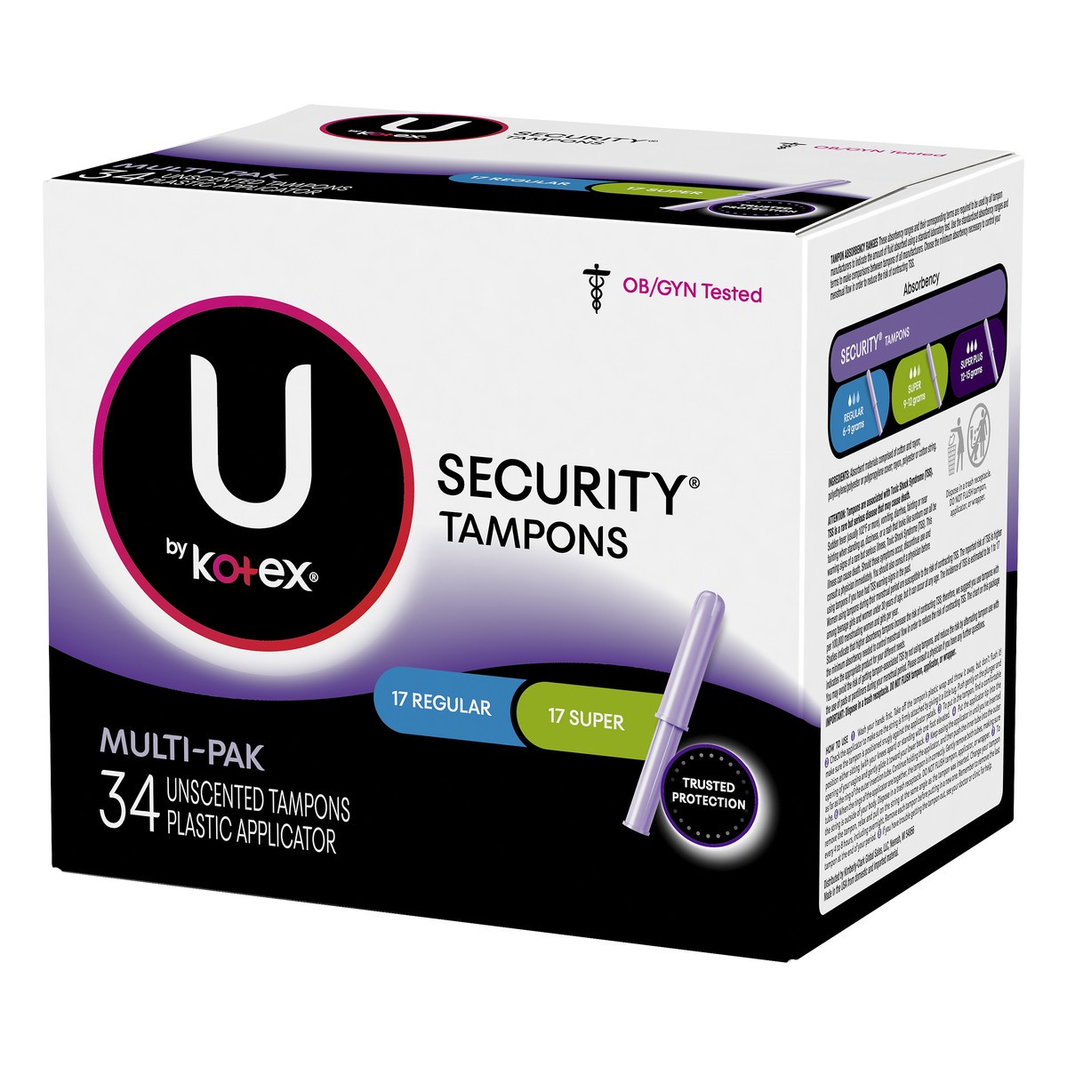 slide 5 of 9, U by Kotex Kotex Multi Pack Security Tampons Multi Pack, 34 ct
