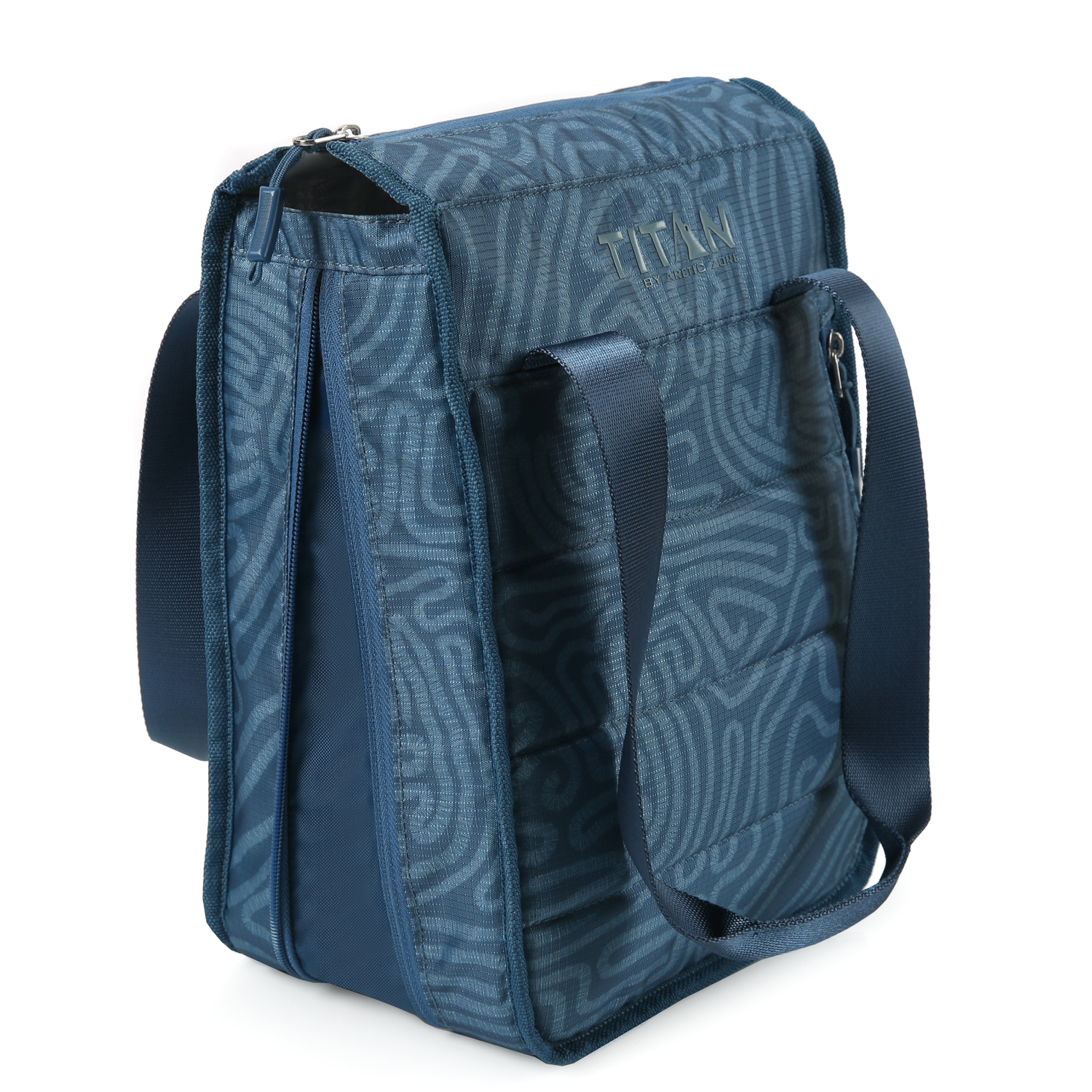 slide 2 of 4, ARTIC ZONE Titan by Arctic Zone Fridge Cold Expandable To-Go Tote Navy Pathways, 1 ct