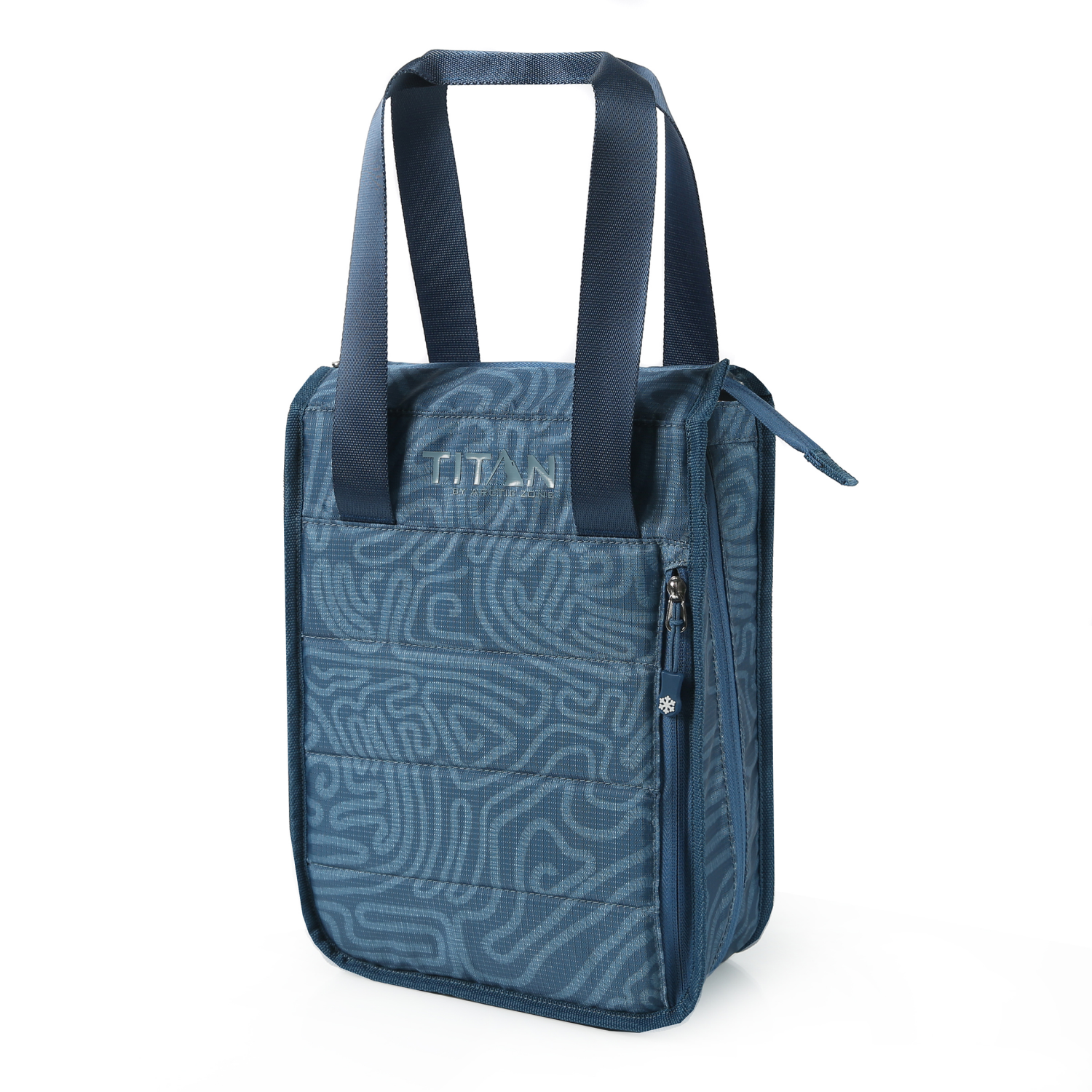 slide 3 of 4, ARTIC ZONE Titan by Arctic Zone Fridge Cold Expandable To-Go Tote Navy Pathways, 1 ct