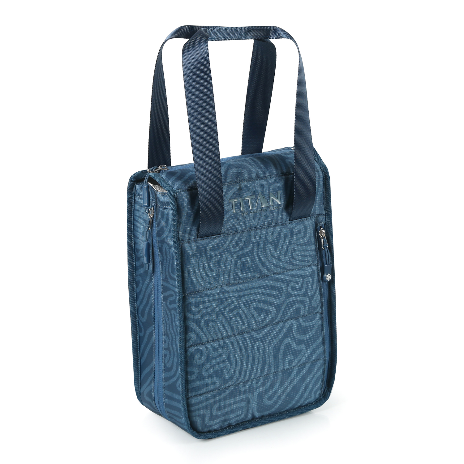 slide 4 of 4, ARTIC ZONE Titan by Arctic Zone Fridge Cold Expandable To-Go Tote Navy Pathways, 1 ct