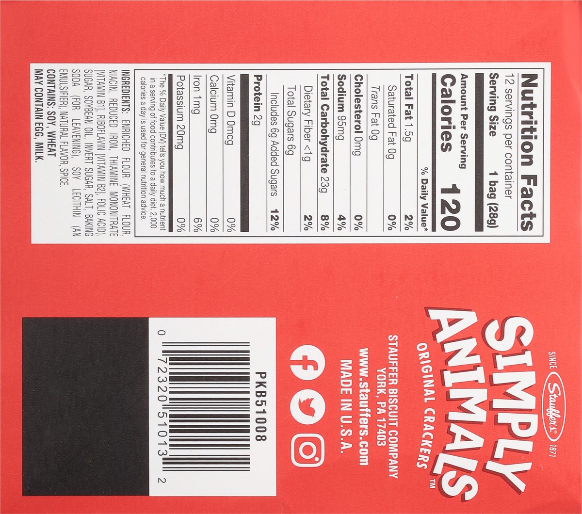 slide 17 of 17, Stauffer's Simply Animals Original Crackers 12 - 1.0 oz Bags, 12 ct