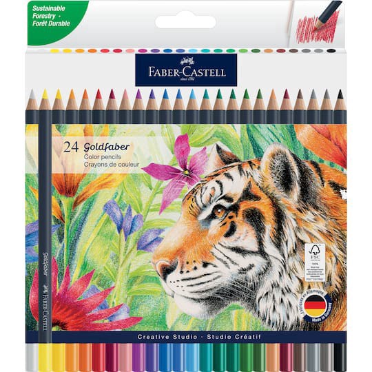 slide 1 of 7, Faber-Castell Goldfaber 24-Piece Color Pencils, 24 ct