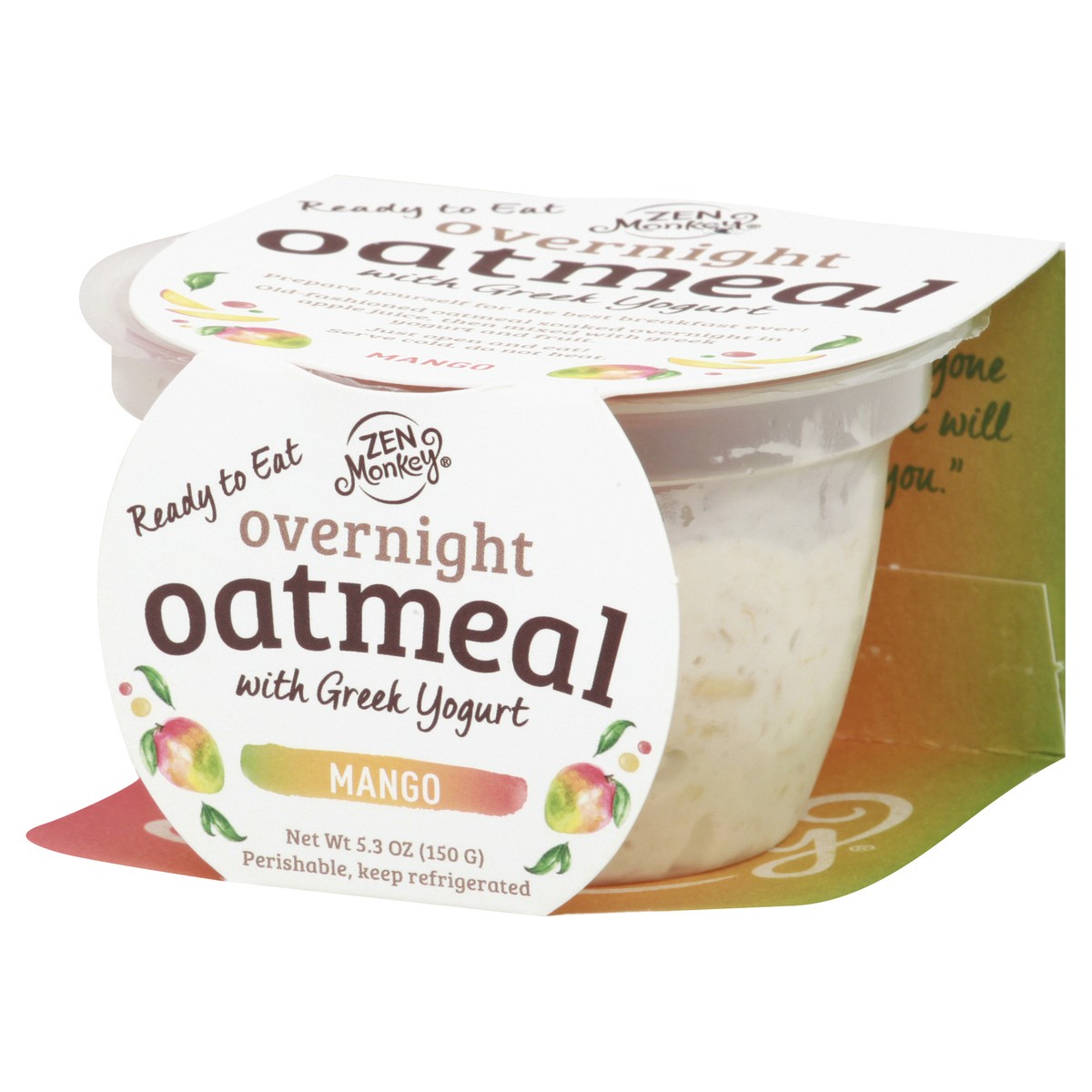 slide 5 of 13, Zen Monkey Overnight Mango Oatmeal with Greek Yogurt 5.3 oz, 5.3 oz