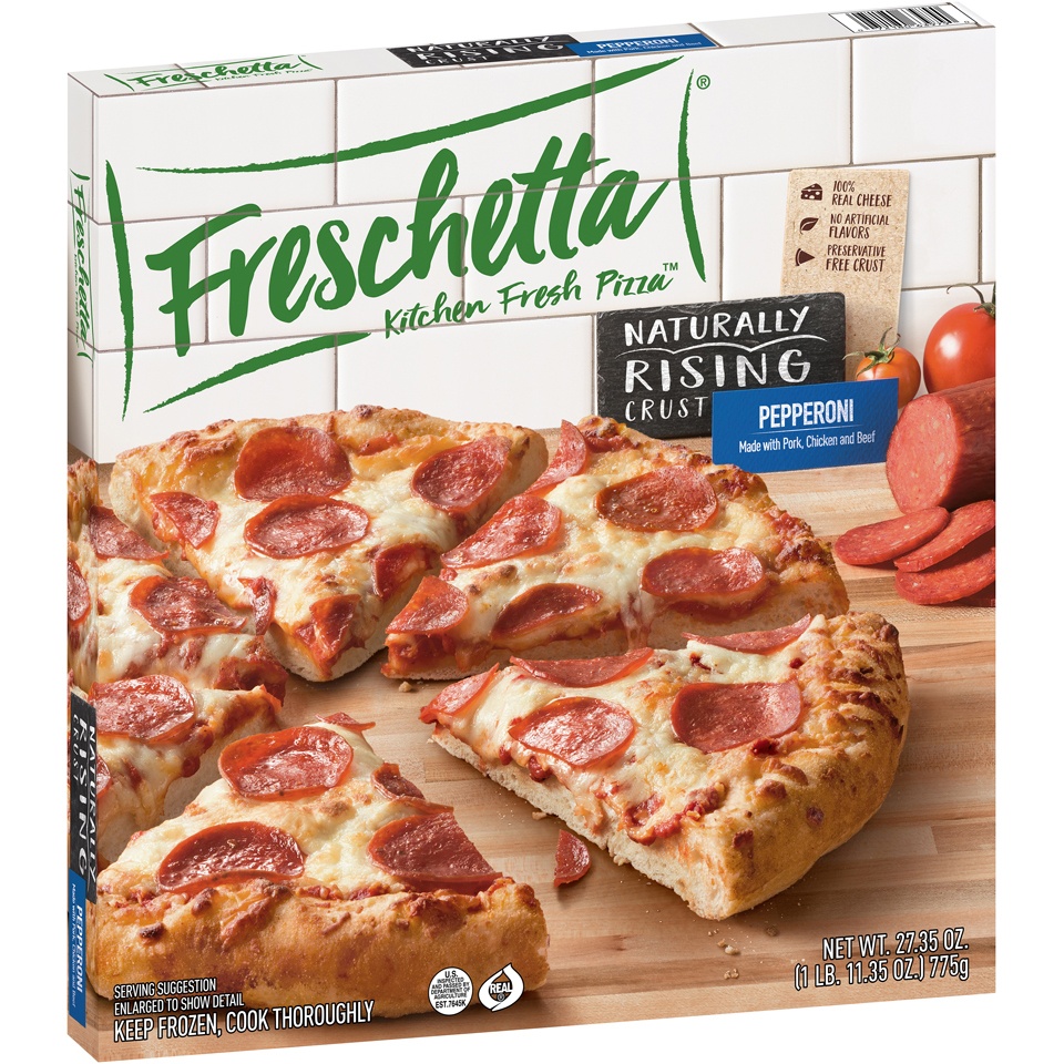 slide 2 of 9, Freschetta Naturally Rising Bake to Rise Pepperoni Pizza, 25.12 oz