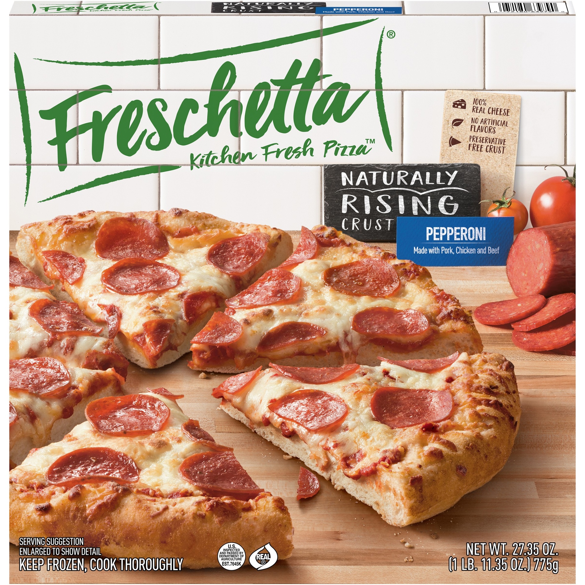 slide 1 of 9, Freschetta Naturally Rising Bake to Rise Pepperoni Pizza, 25.12 oz