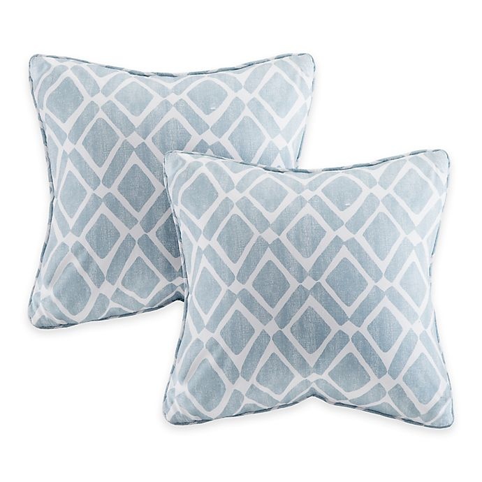 slide 1 of 1, Madison Park Delray Diamond Square Throw Pillows - Blue, 2 ct