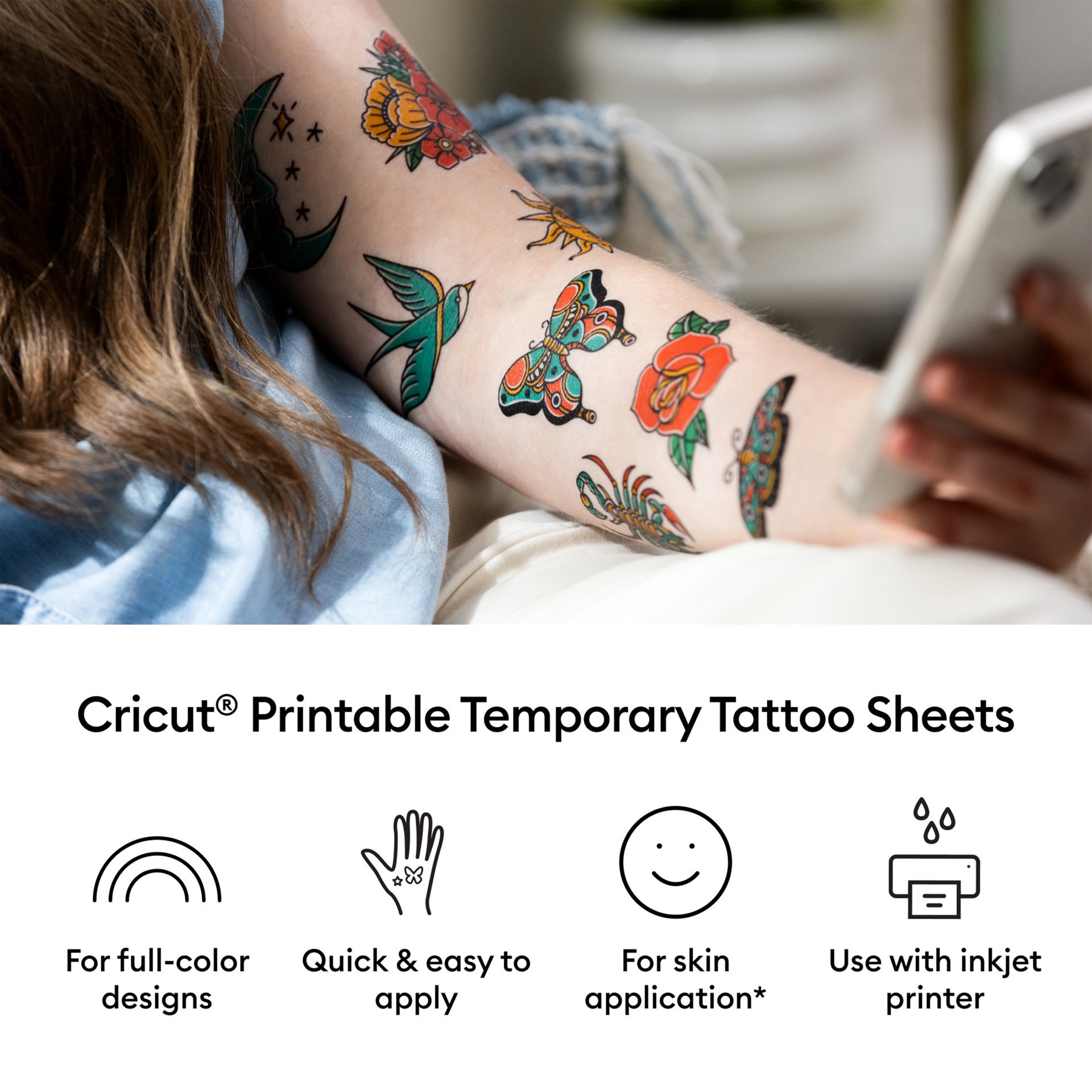 slide 4 of 7, Cricut 8.5" X 11" Transparent Printable Temporary Tattoo Sheets, 3ct., 3 ct