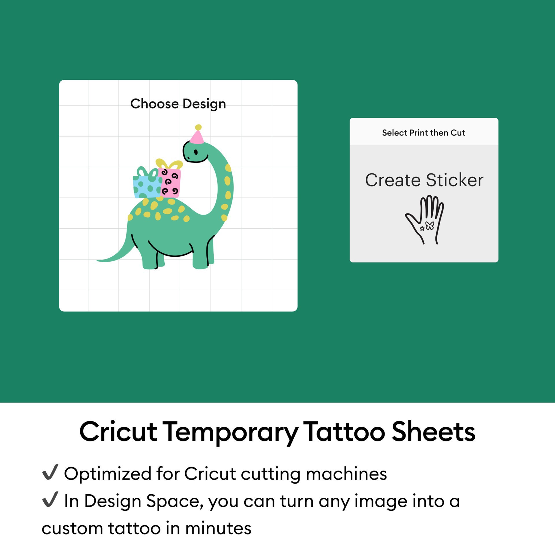 slide 2 of 7, Cricut 8.5" X 11" Transparent Printable Temporary Tattoo Sheets, 3ct., 3 ct
