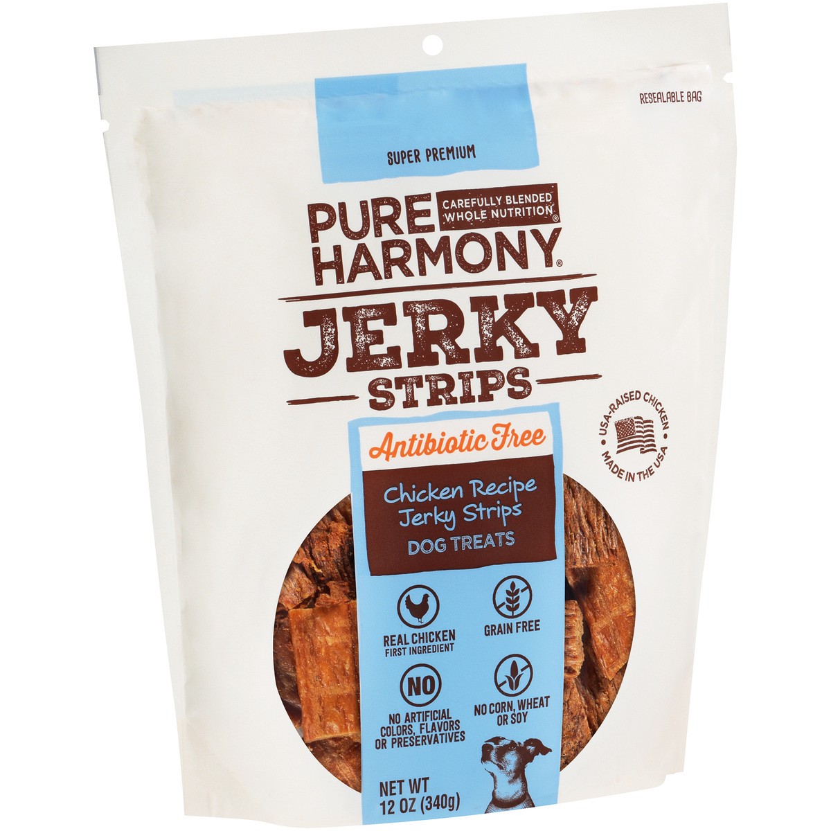 slide 7 of 9, Pure Harmony Grain Free Chicken Recipe Antibiotic Free Jerky Strips Dog Treats, 12 oz