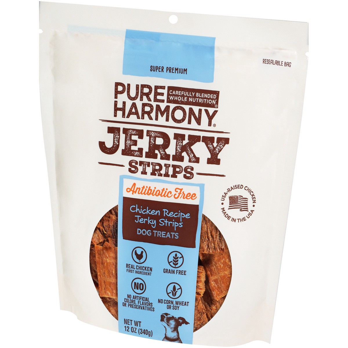 slide 4 of 9, Pure Harmony Grain Free Chicken Recipe Antibiotic Free Jerky Strips Dog Treats, 12 oz