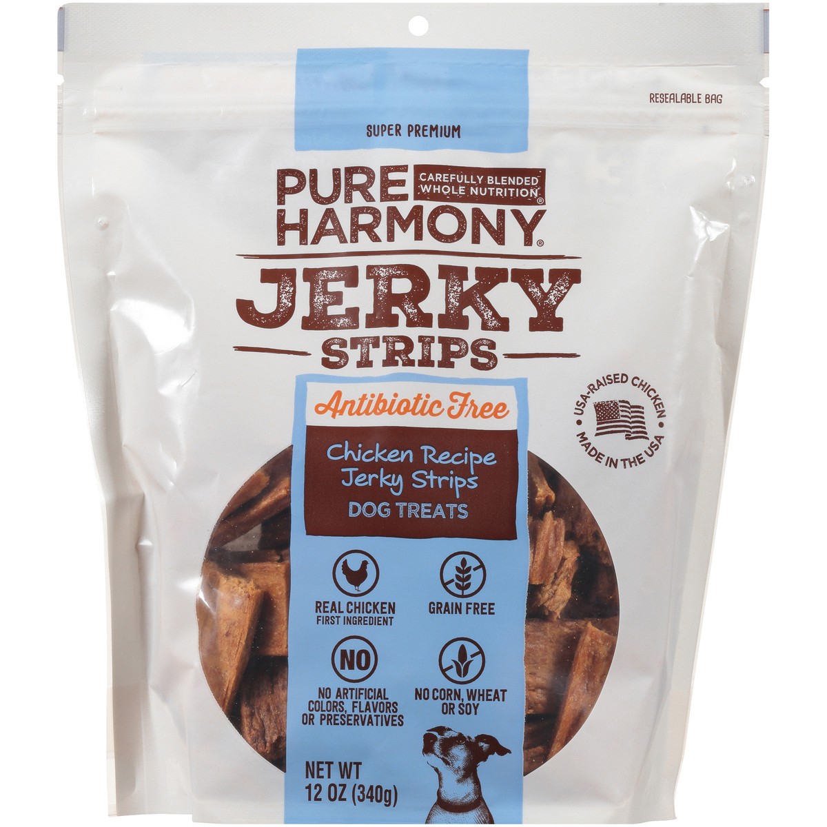 slide 3 of 9, Pure Harmony Grain Free Chicken Recipe Antibiotic Free Jerky Strips Dog Treats, 12 oz