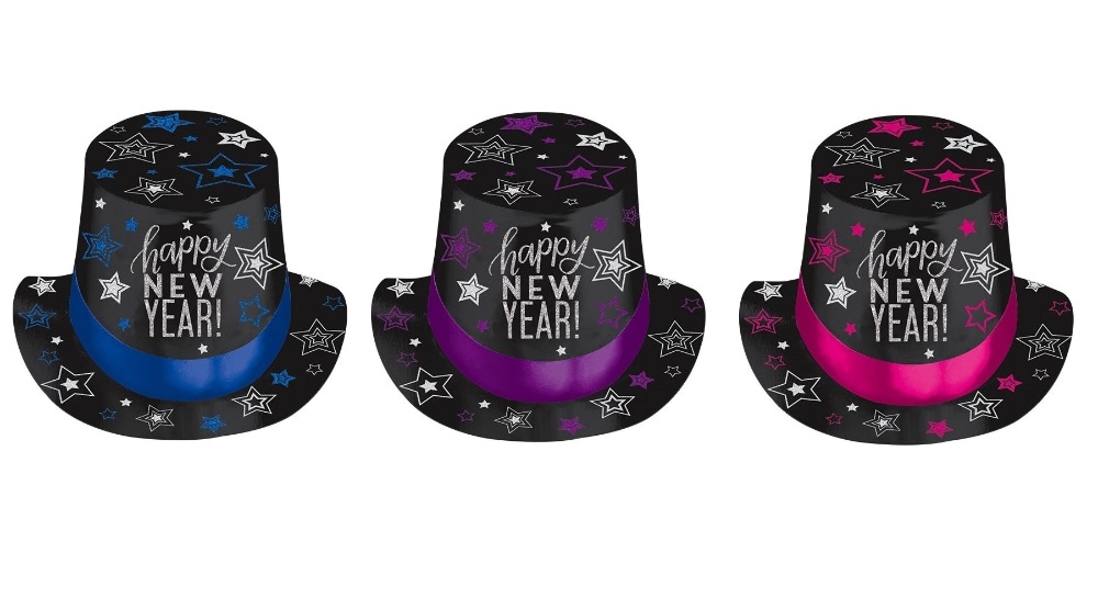 slide 1 of 1, Ampro Happy New Year Stars Top Hat - Assorted, 1 ct