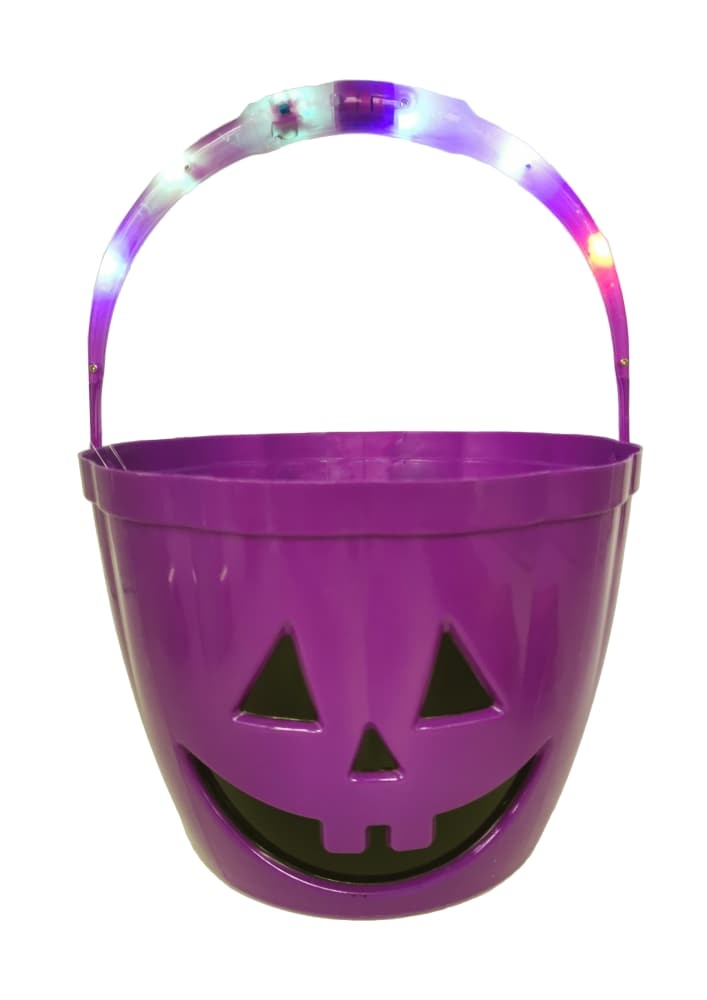 slide 1 of 1, Holiday Home Led Treat Bucket - Purple, 9 in